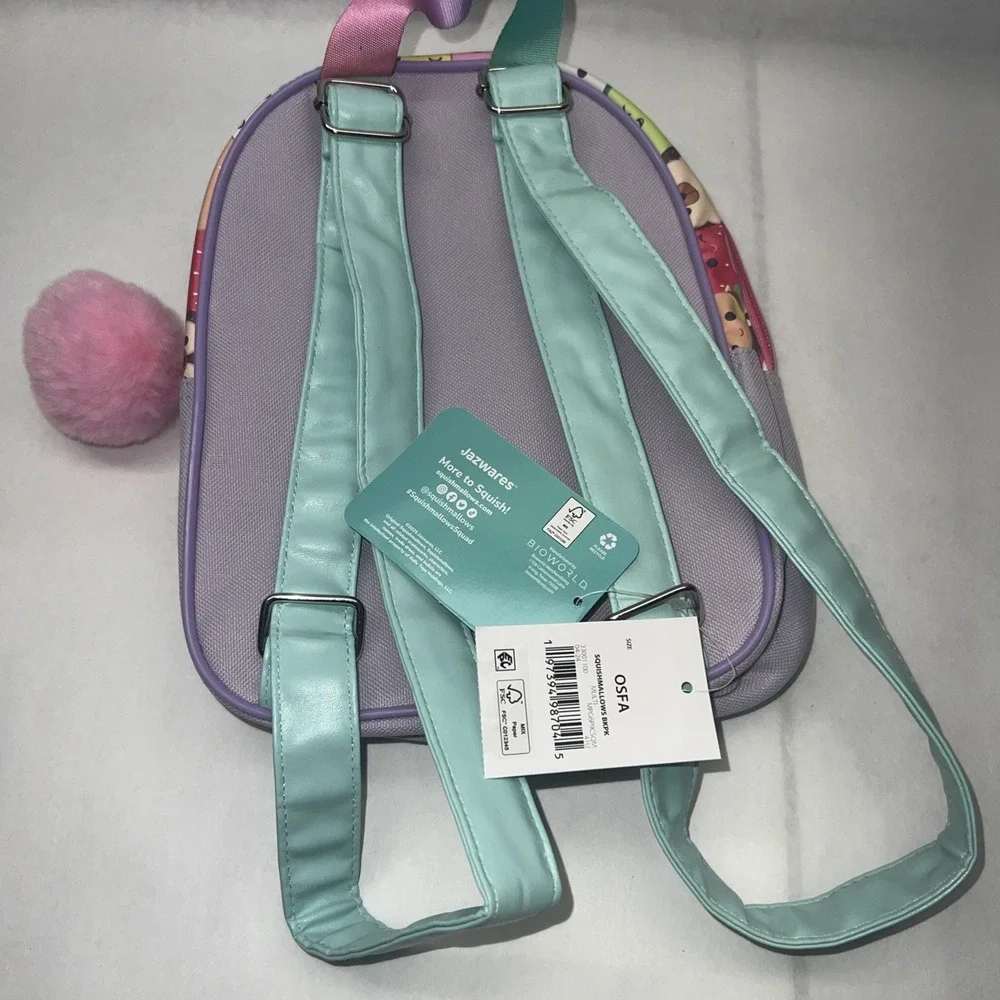 Squishmallow Mini Back Pack SQUISH #1 Pink pom pom keychain